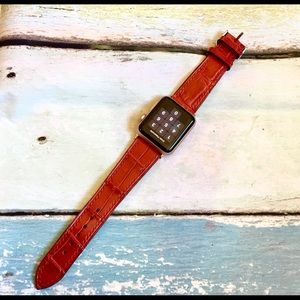 🇱🇷Handmade Alligator apple watch strap in red